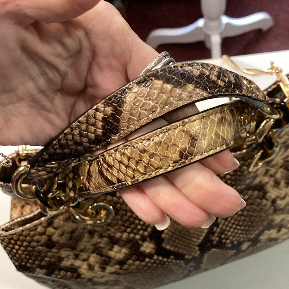 Michael Kors Cynthia Python Embossed Leather Satc… - image 7